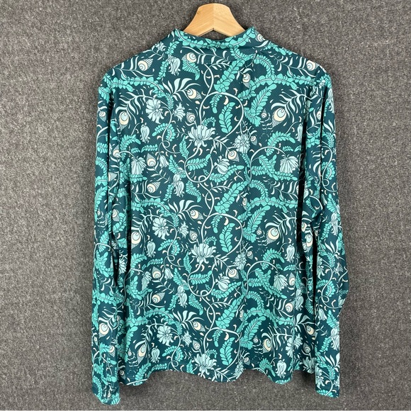 X by Gottex XL Active Golf Tennis Travel Long Sleeve Mock Top Teal Paisley - Picture 2 of 7